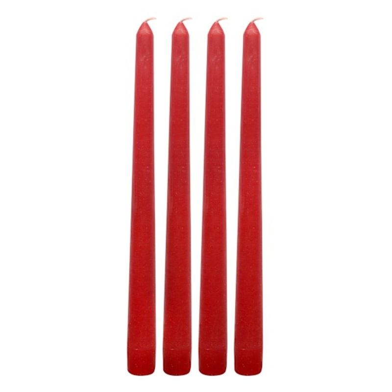 4-Pack Red Unscented Taper Candles, 10″