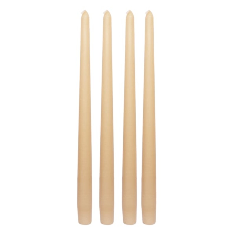 4-Pack Tan Unscented Taper Candles, 12″