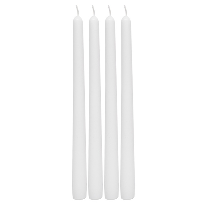 4-Pack White Unscented Overdip Taper Candles, 10″