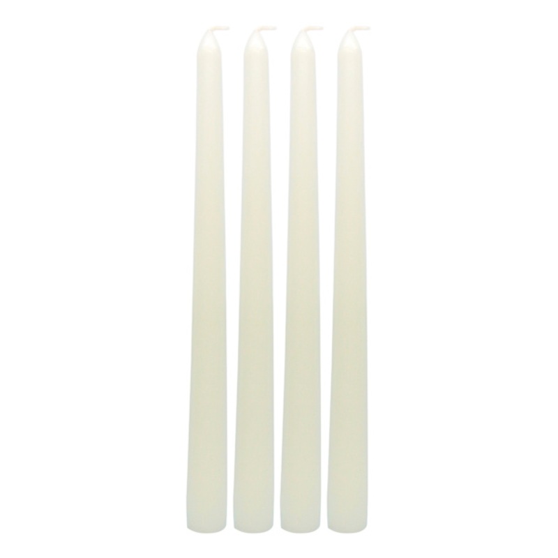 4-Pack White Unscented Taper Candles, 10″