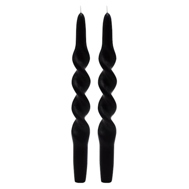 Crosby St. 2-Pack Black Twisted Taper Candles, 10″