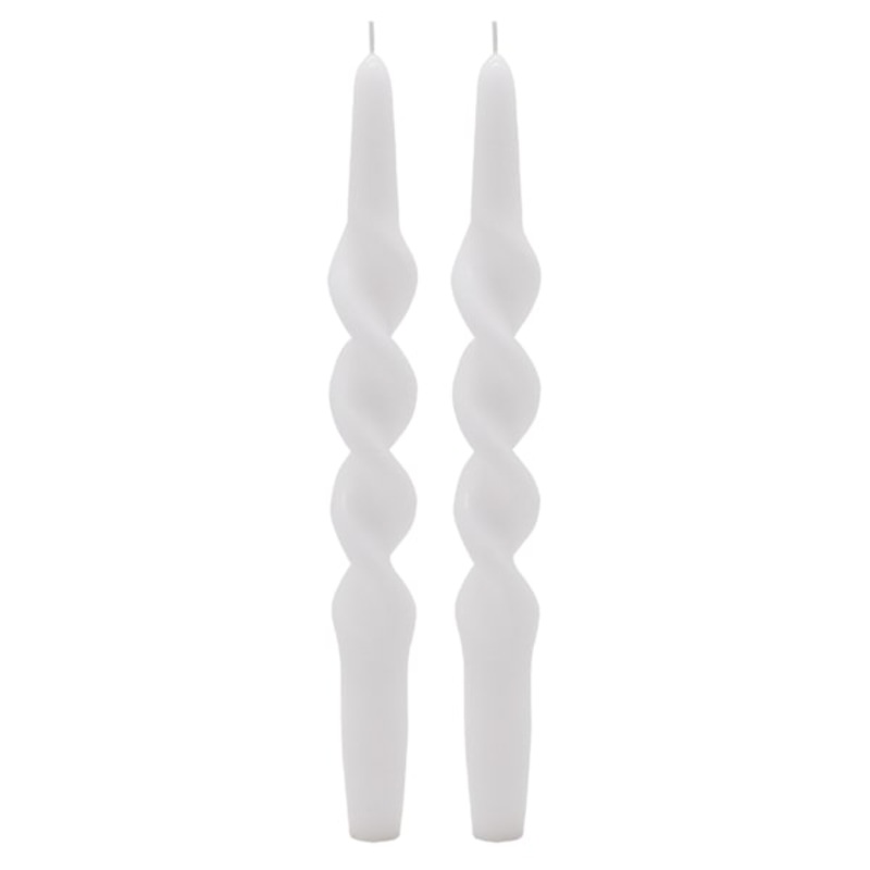 Crosby St. 2-Pack White Twisted Taper Candles, 10″