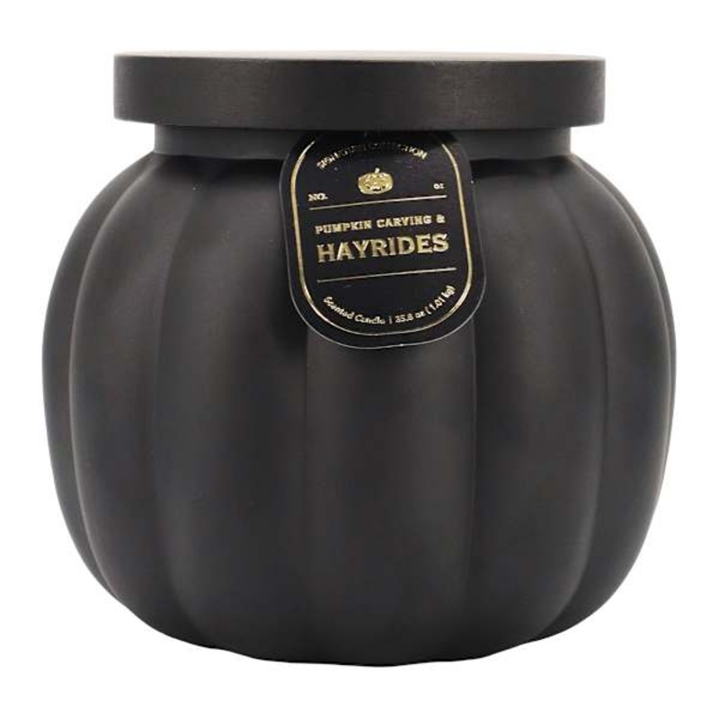 Pumpkin Carving & Hayrides Scented Black Pumpkin Jar Candle, 35.8oz