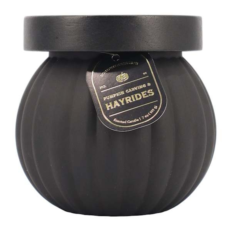 Pumpkin Carving & Hayrides Scented Black Pumpkin Jar Candle, 7oz