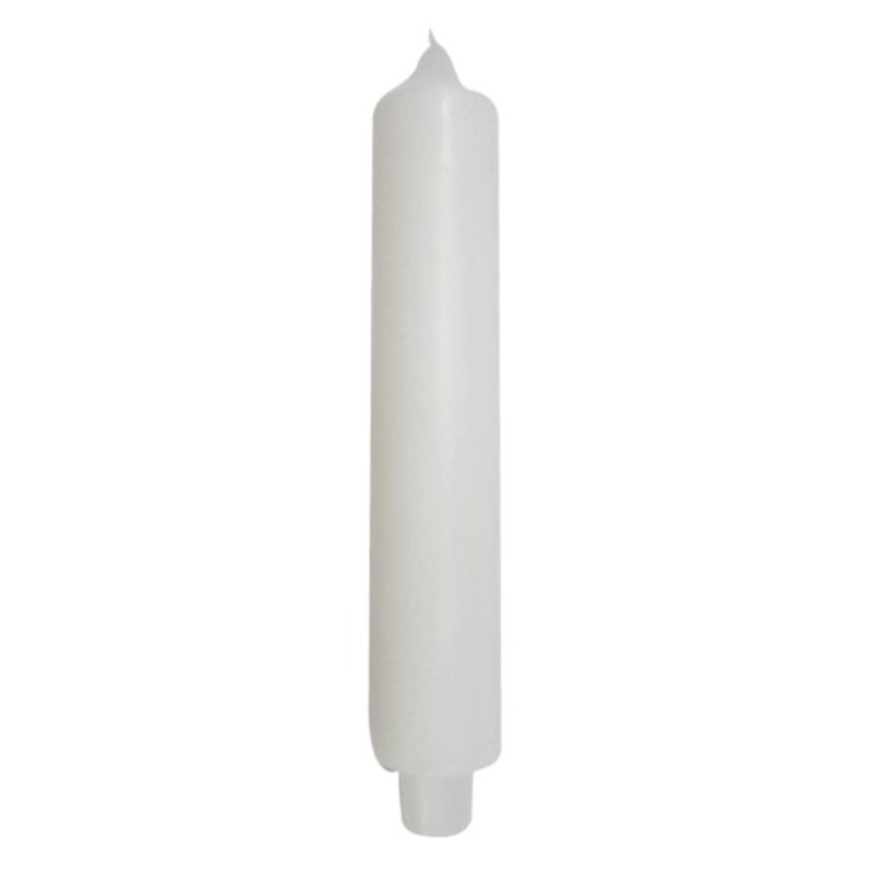 White Unscented Overdip Carriage Candle, 9″