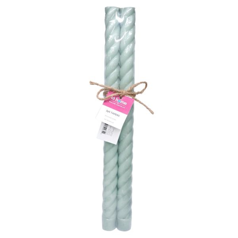 Willow Crossley 2-Pack Green Unscented Twisted Taper Candles, 14″