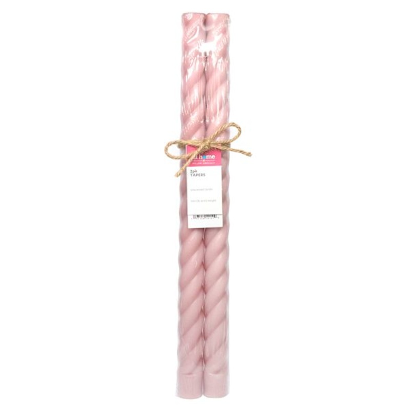 Willow Crossley 2-Pack Pink Unscented Twisted Taper Candles, 14″