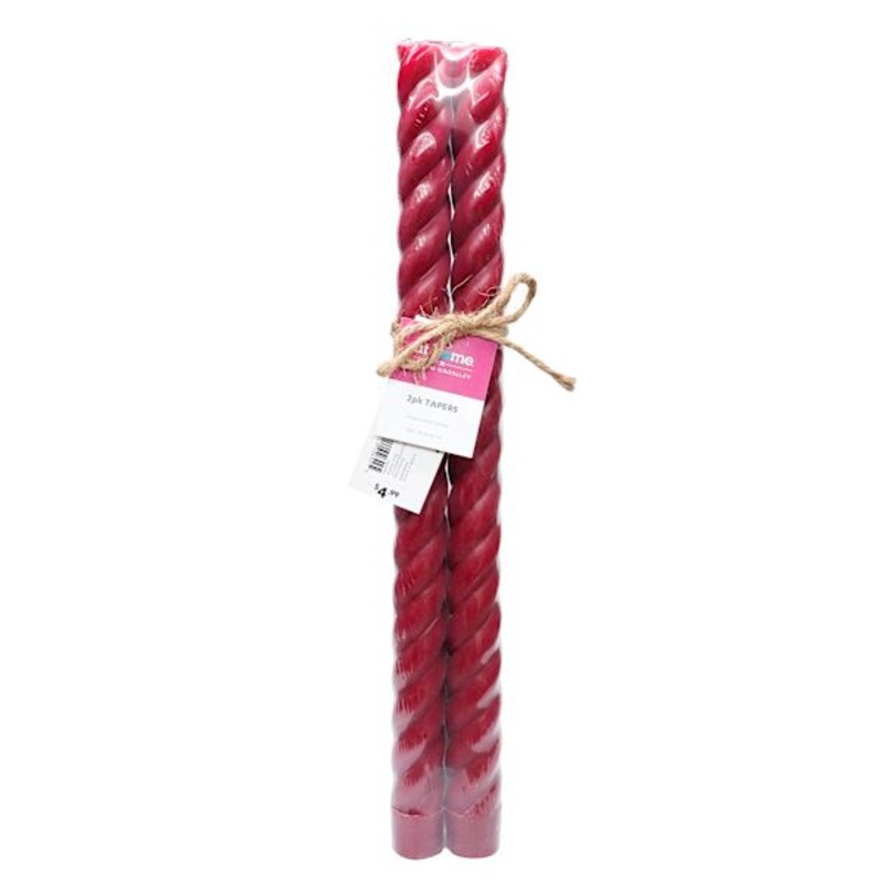 Willow Crossley 2-Pack Red Unscented Twisted Taper Candles, 14″