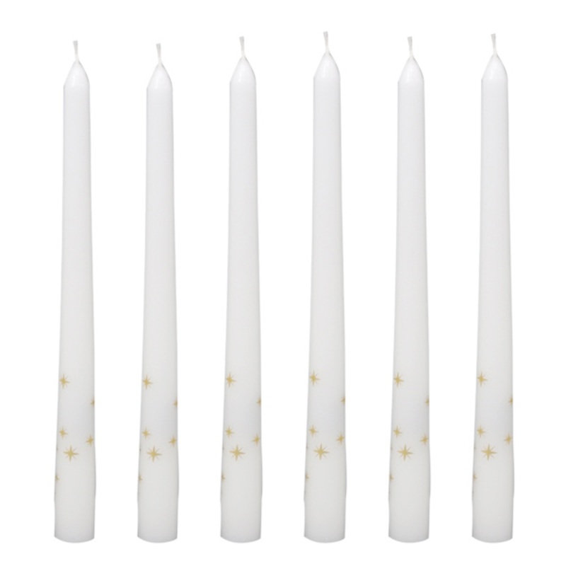Willow Crossley 6-Pack Gold Star Unscented Taper Candles, 11″