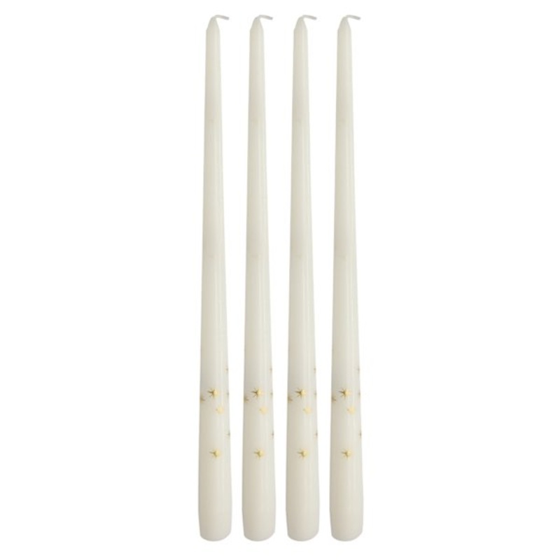 Willow Crossley 6-Pack Gold Star Unscented Taper Candles, 15″