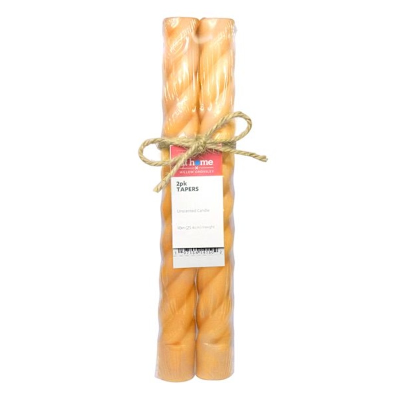 Willow Crossley Yellow Twisted Taper Candles, 10″