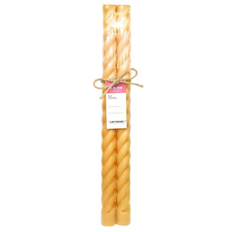 Willow Crossley Yellow Twisted Taper Candles, 14″