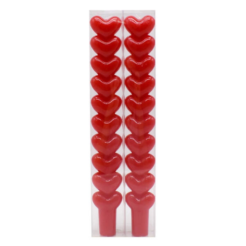 2-Pack Red Heart Taper Candles, 10″