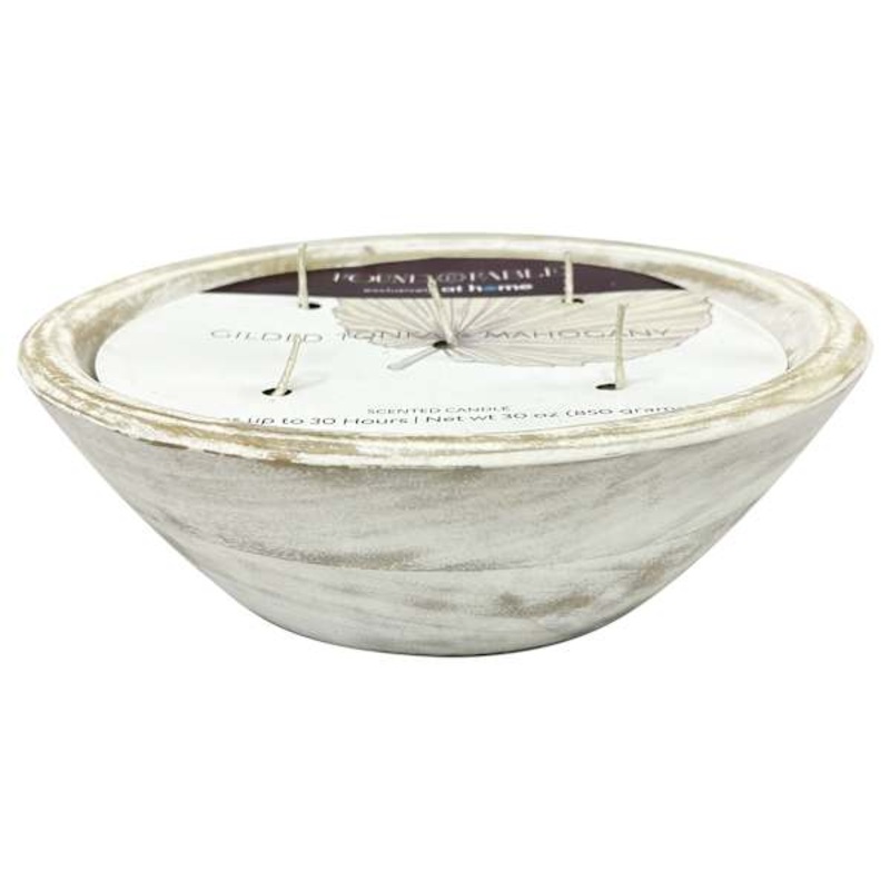 Gilded Tonka & Mahogany Scented Wooden Bowl Candle, 30oz