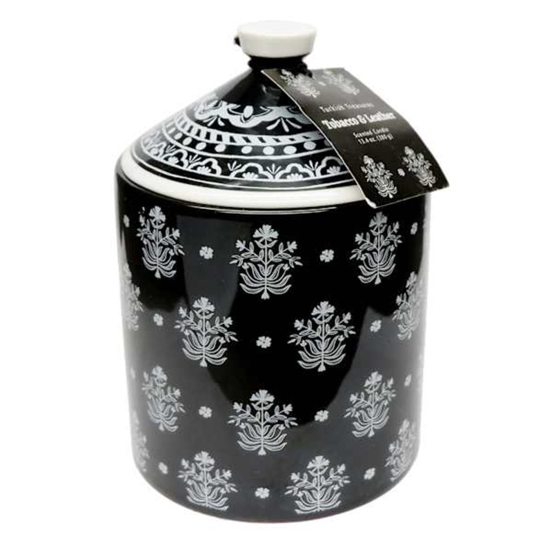 Tobacco & Leather Scented Jar Candle with Lid, 13.4oz