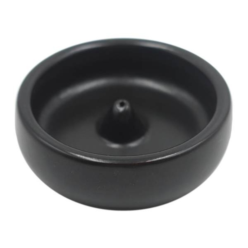 Black Ceramic Incense Holder, 4″