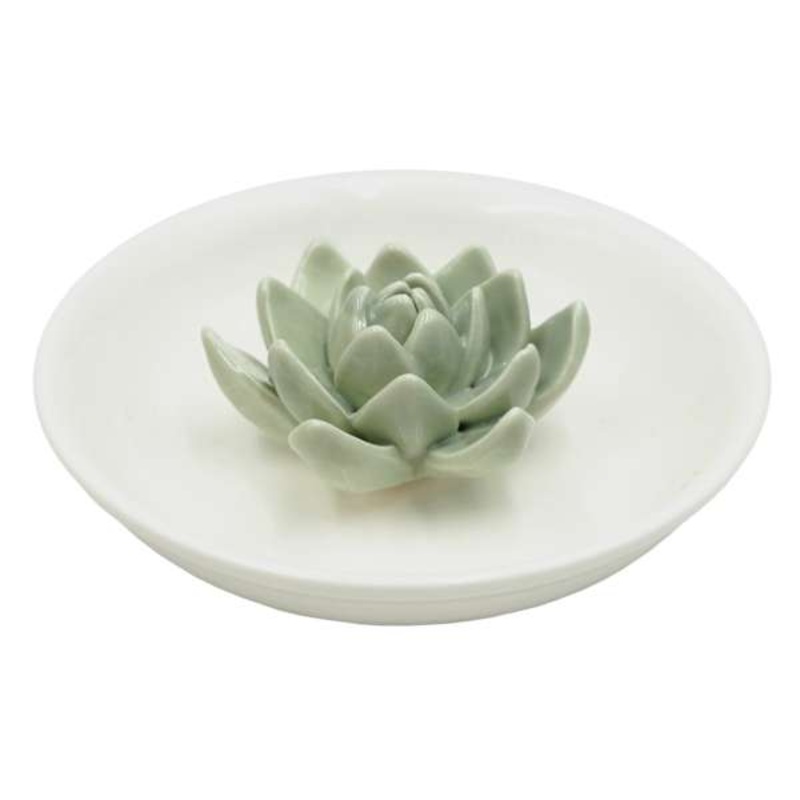 Ceramic Succulent Incense Holder, 4″