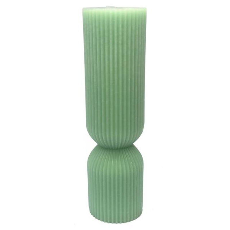 Tracey Boyd Green Unscented Ribbed Hourglass Candle, 3×10