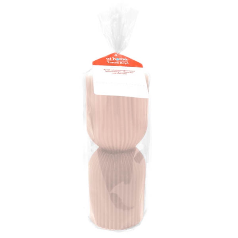 Tracey Boyd Pink Ribbed Totem Pillar Candle, 3×10