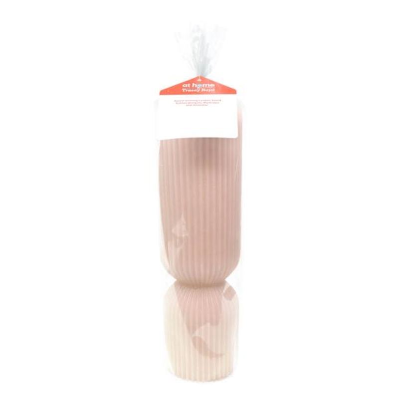 Tracey Boyd Pink Ribbed Totem Pillar Candle, 3×8