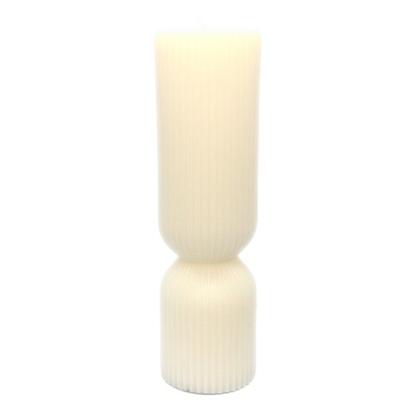 Tracey Boyd White Unscented Ribbed Hourglass Candle, 3×10