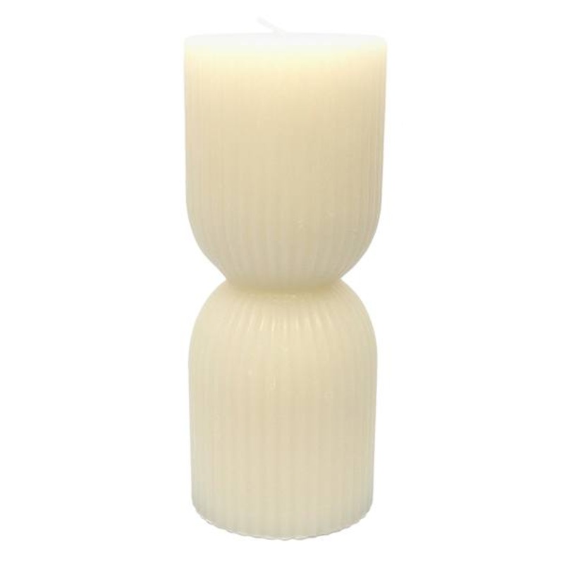 Tracey Boyd White Unscented Ribbed Hourglass Candle, 3×8