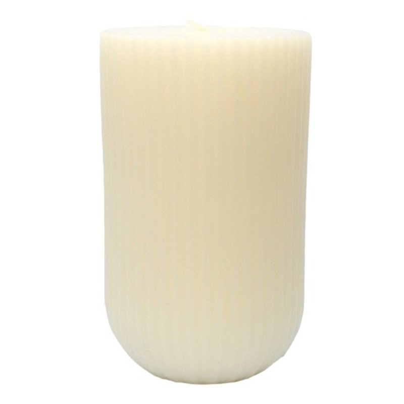 Tracey Boyd White Unscented Ribbed Modern Candle, 3.5×6