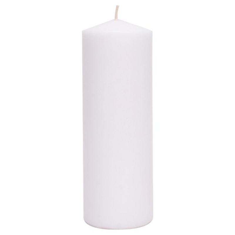 White Unscented Overdip Pillar Candle, 8″