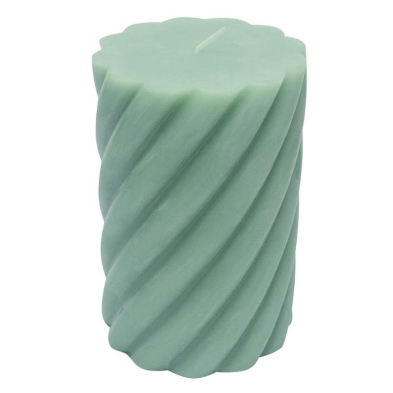 Willow Crossley Green Unscented Twisted Pillar Candle, 3×4