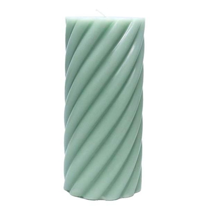 Willow Crossley Green Unscented Twisted Pillar Candle, 3×6