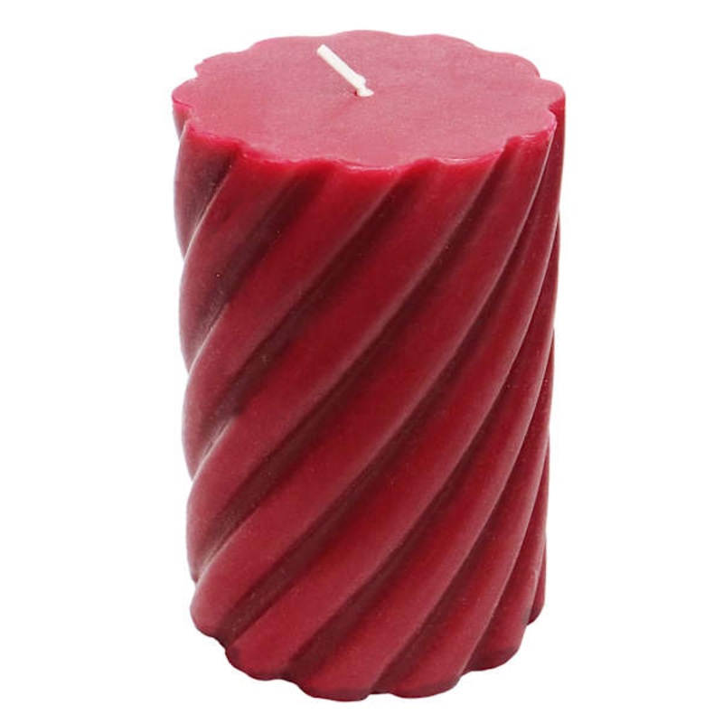 Willow Crossley Red Unscented Twisted Pillar Candle, 3×4