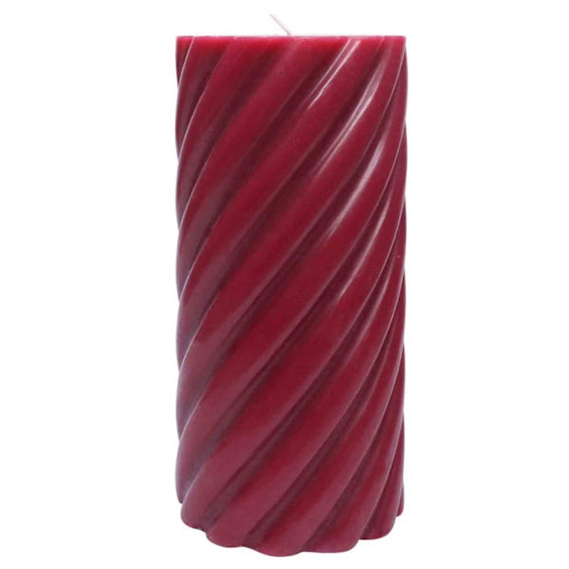 Willow Crossley Red Unscented Twisted Pillar Candle, 3×6