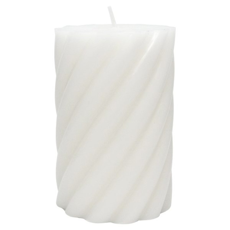 Willow Crossley White Unscented Twisted Pillar Candle, 3×4