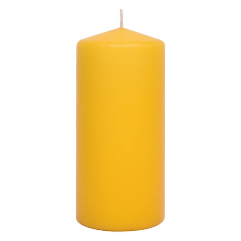 Yellow Unscented Overdip Pillar Candles, 3×6
