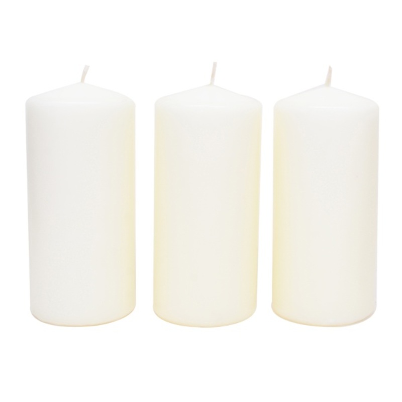 3-Pack Ivory Unscented Overdip Pillar Candles, 5.6″