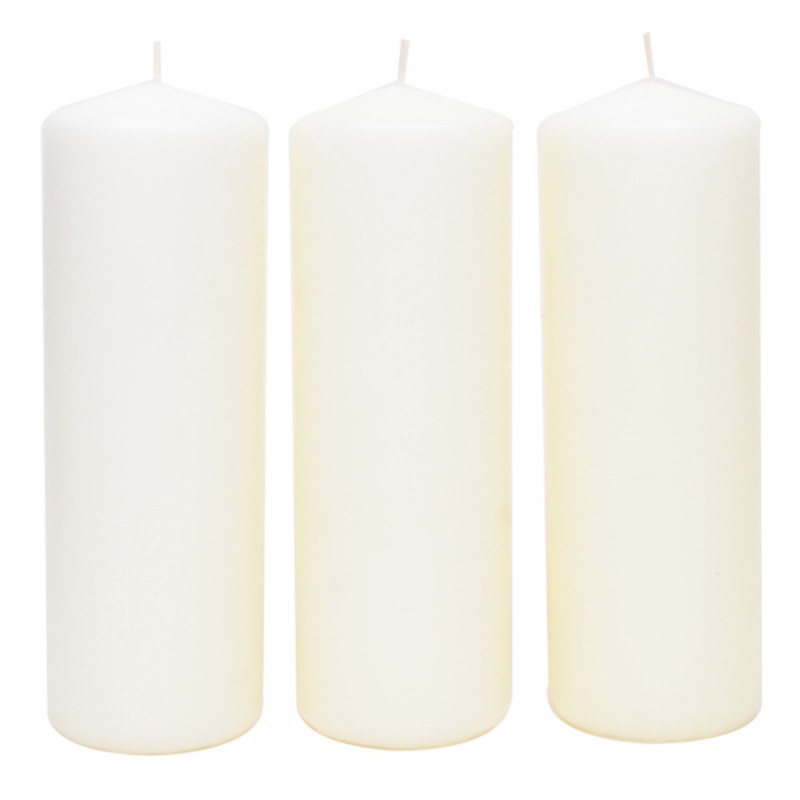 3-Pack Ivory Unscented Overdip Pillar Candles, 7.6″