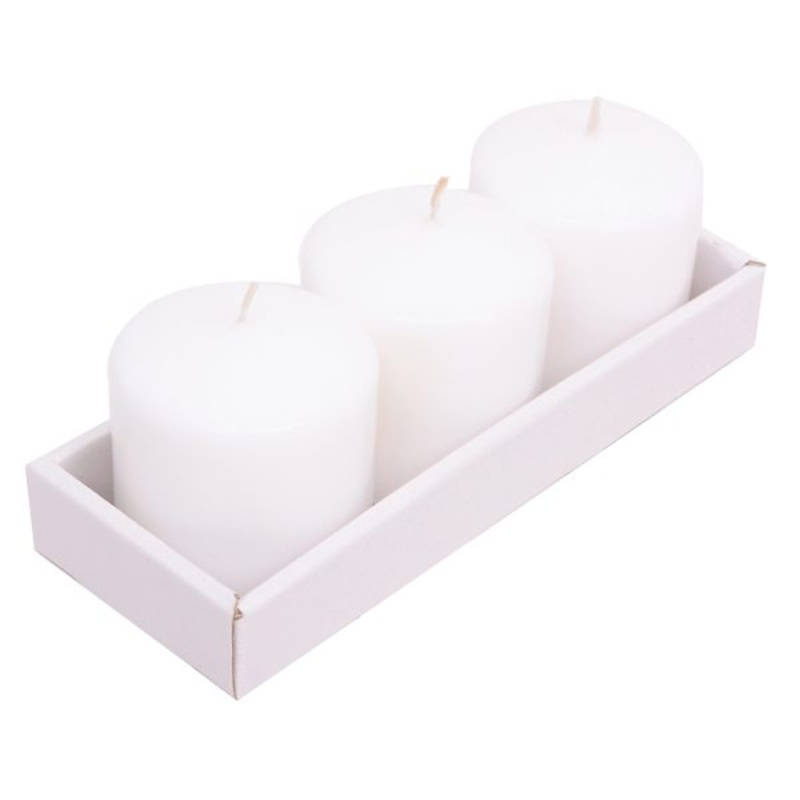 3-Pack White Unscented Overdip Pillar Candles, 3″