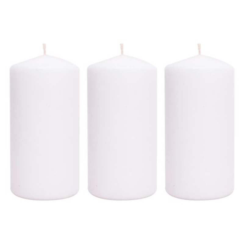3-Pack White Unscented Overdip Pillar Candles, 5.6″