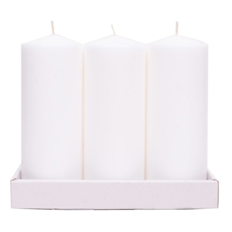 3-Pack White Unscented Overdip Pillar Candles, 7.6″