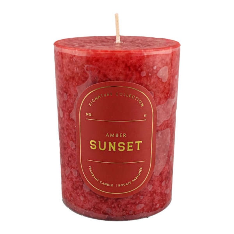 Amber Sunset Scented Pillar Candle, 3×4