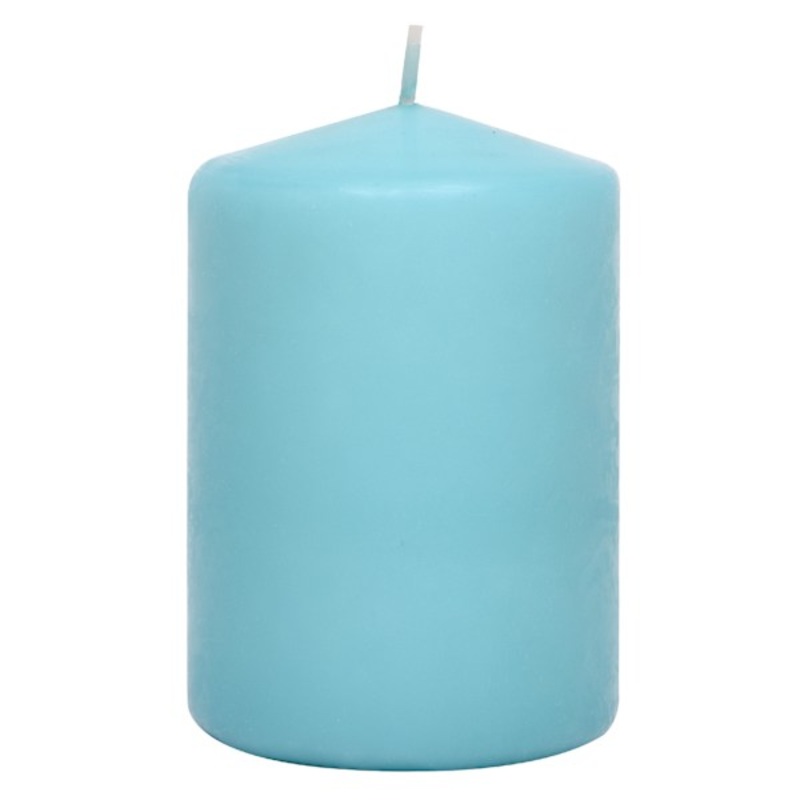 Aqua Unscented Overdip Pillar Candle, 3×4