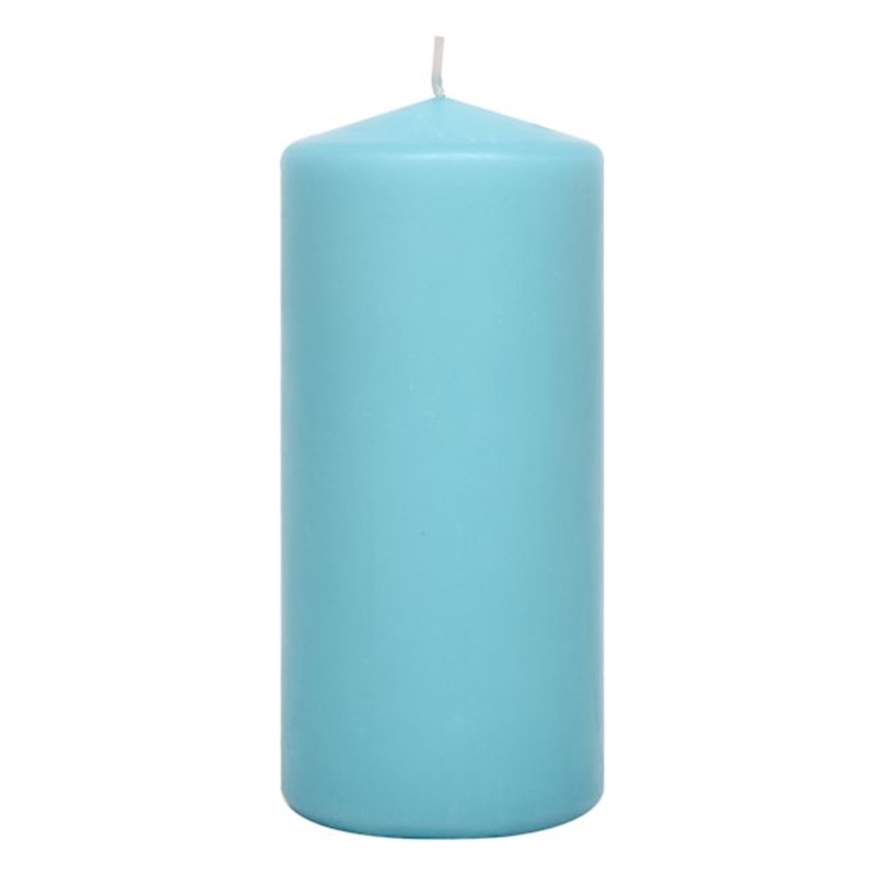 Aqua Unscented Overdip Pillar Candle, 3×6