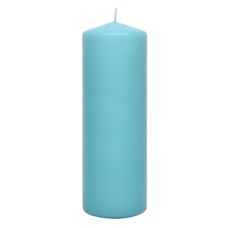 Aqua Unscented Overdip Pillar Candle, 3×8
