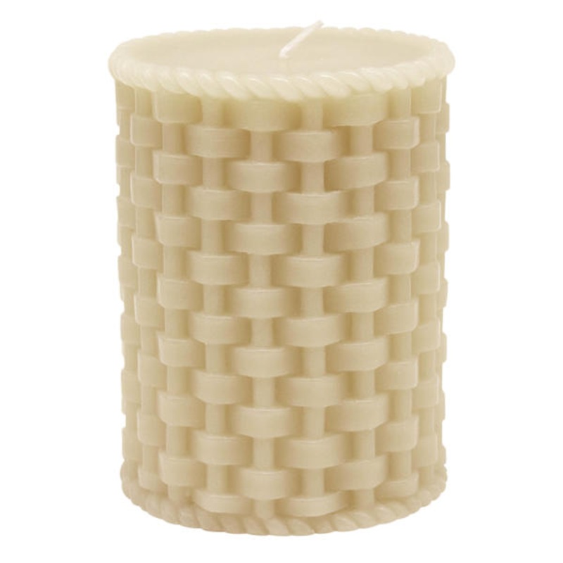 Beige Weave Pillar Candle, 3×4
