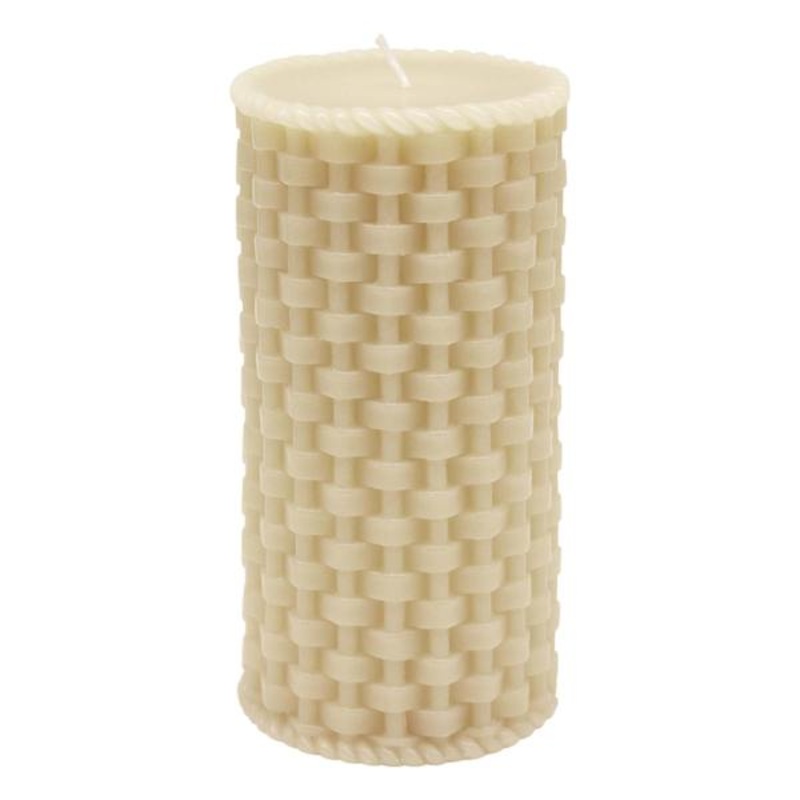 Beige Weave Pillar Candle, 3×6