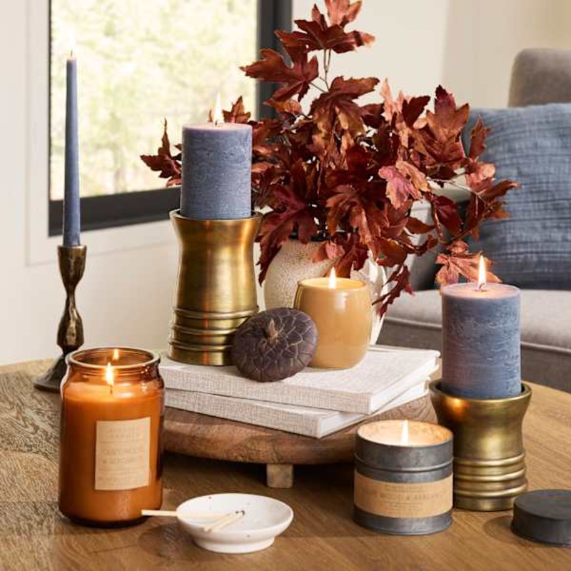 Blue Unscented Pillar Candle, 4×8