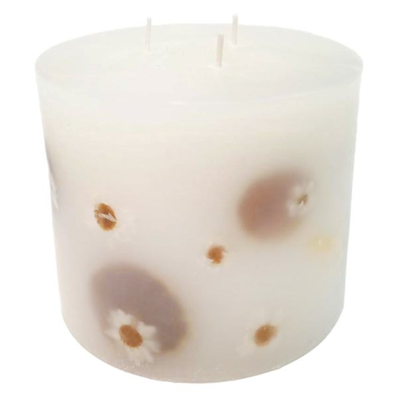 Botanical Embedded Pillar Candle, 6×5