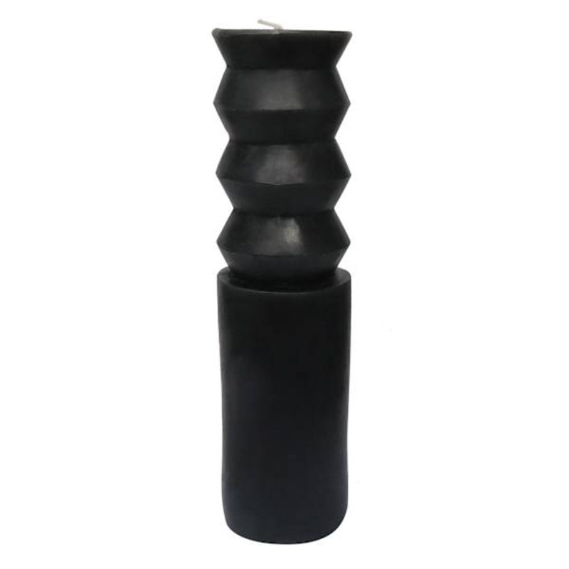 Crosby St. Black Unscented Totem Pillar Candle, 2×8