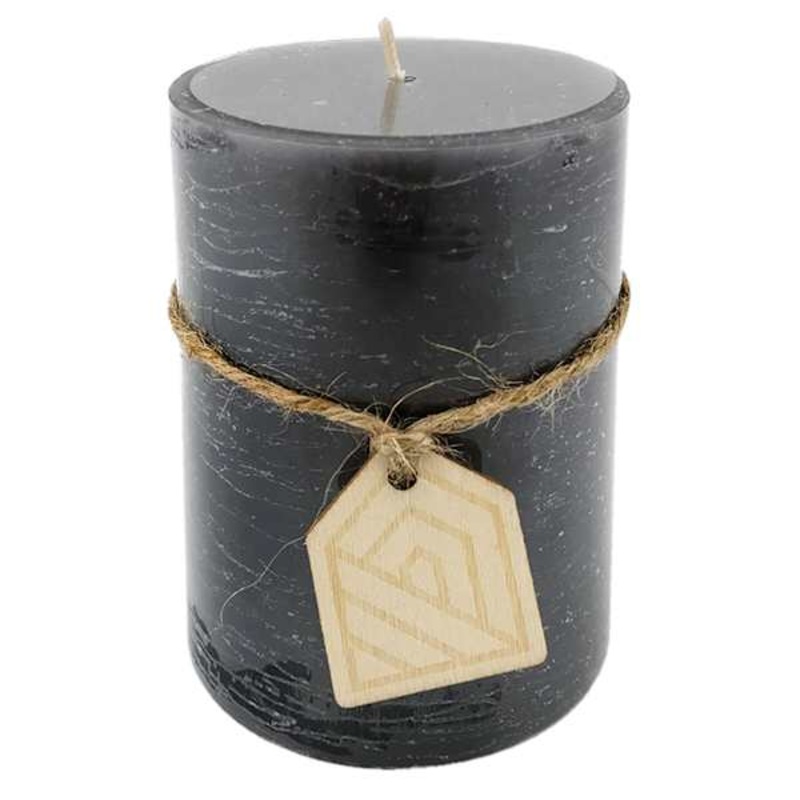 Dark Grey Unscented Pillar Candle, 3×4