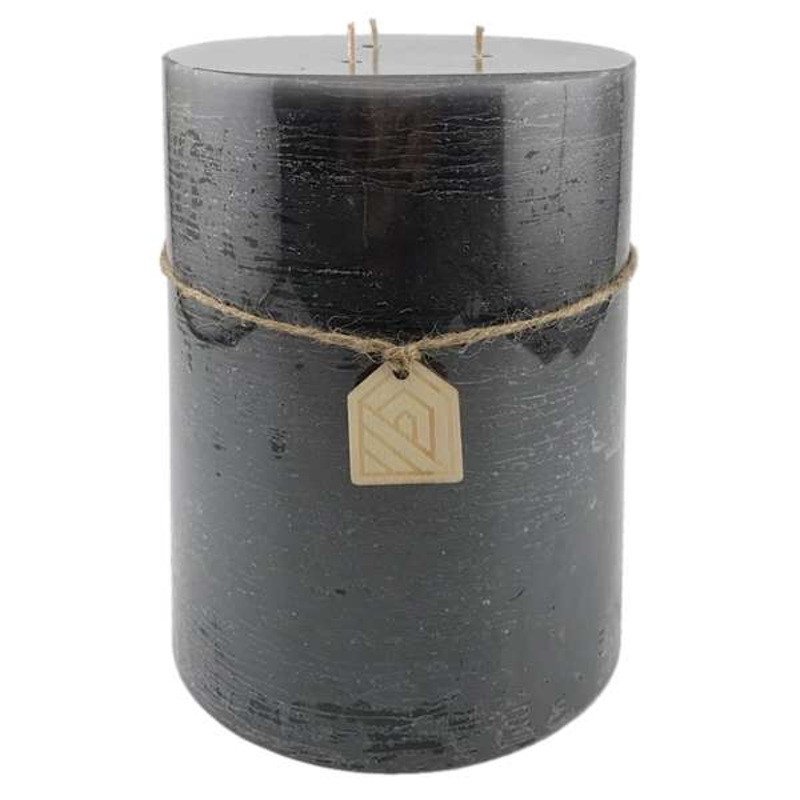 Dark Grey Unscented Pillar Candle, 4×6